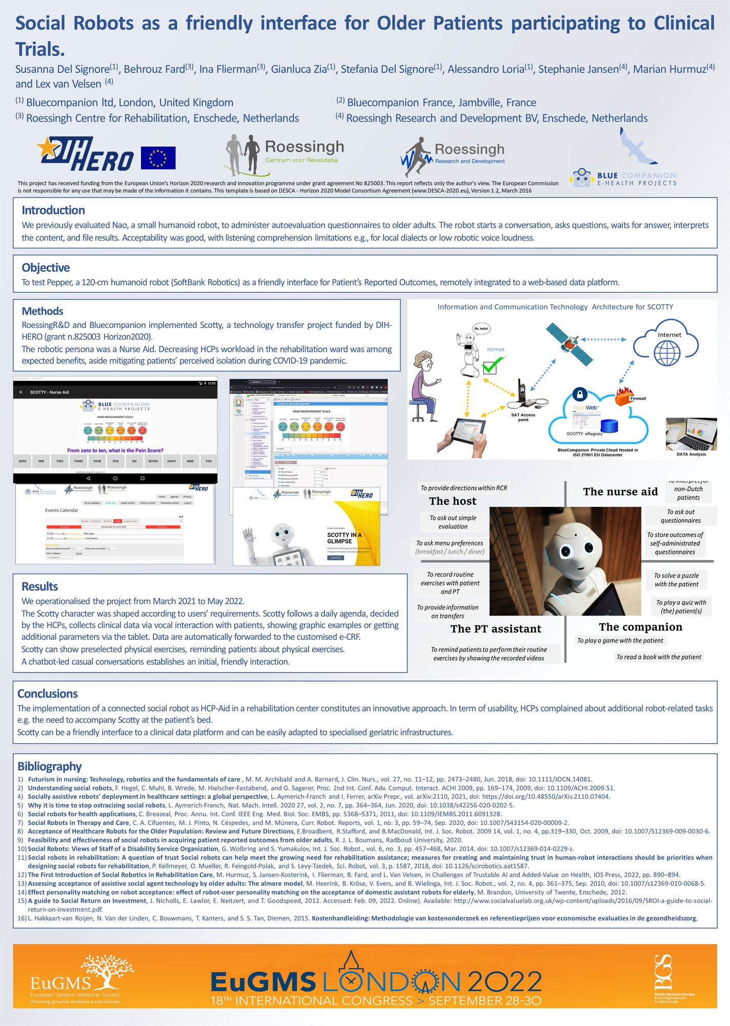 EUGMS 2022 Londra — Comunicazione orale sui robot socialmente assistivi